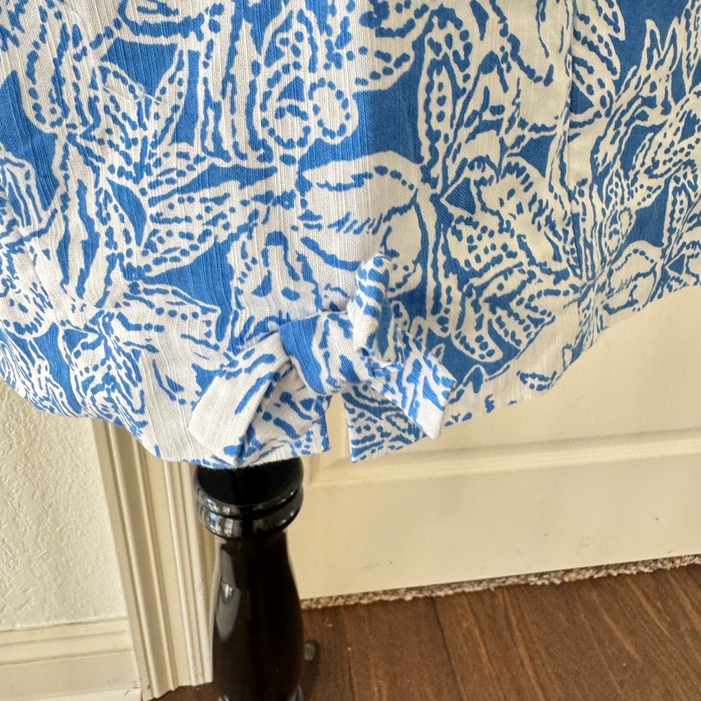 Lilly Pulitzer Sz 14 MELANI SHIFT DRESS Coastal Blue Fancy Feet with White Lace - Picture 9 of 14